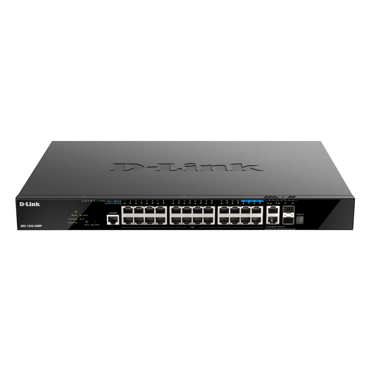 D-Link DGS-1520-28MP Smart Managed Switch 20x Gigabit, 4x 2.5 Gbit/s und 2x 10 Gbit/s Ethernet, 2x 10 Gbit/s SFP+