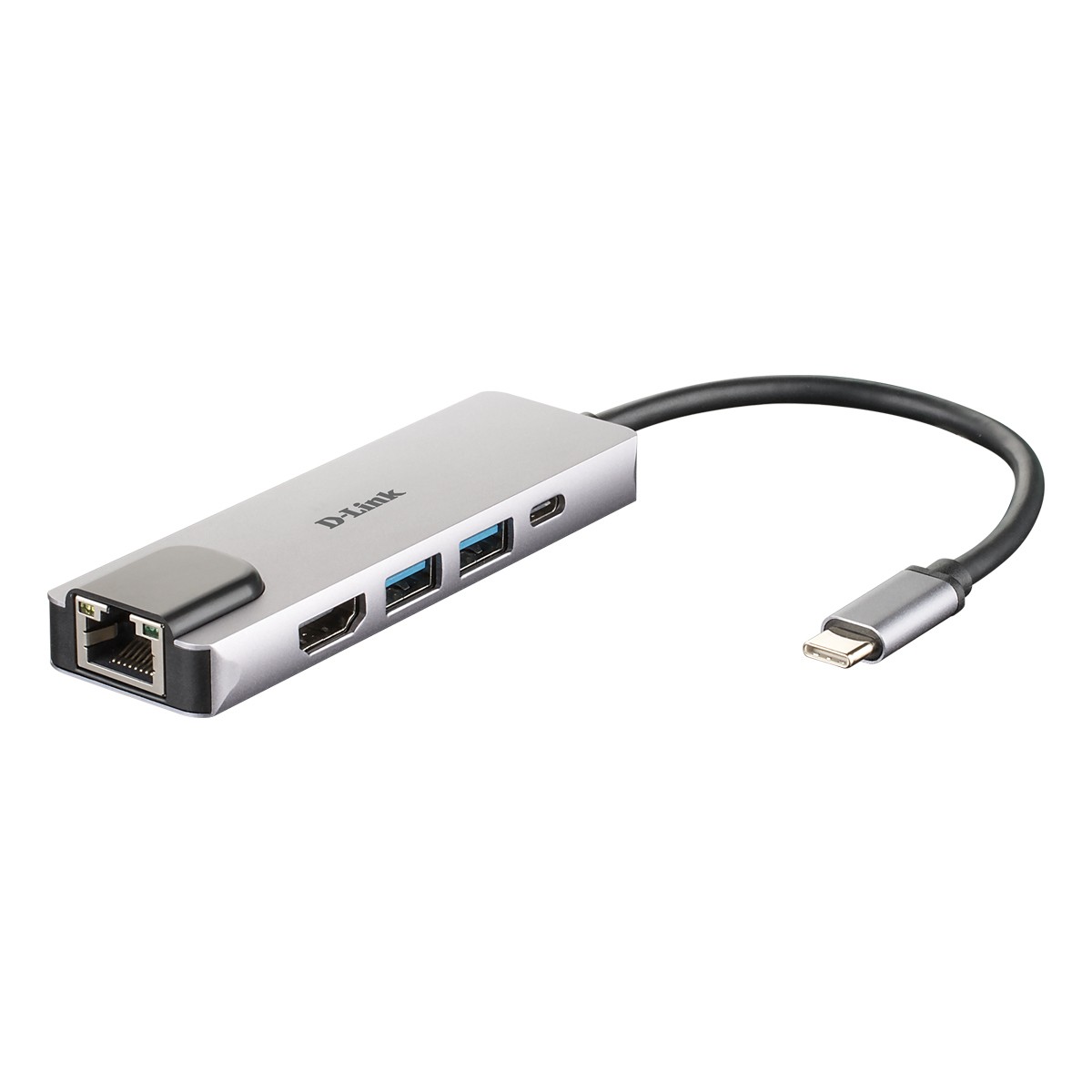 D-Link 5-In-1 USB-C Hub (DUB-M520) [2x USB 3.0, 1x HDMI, 1x USB-Typ C/Thunderbolt 3, 1x Gigabit LAN]