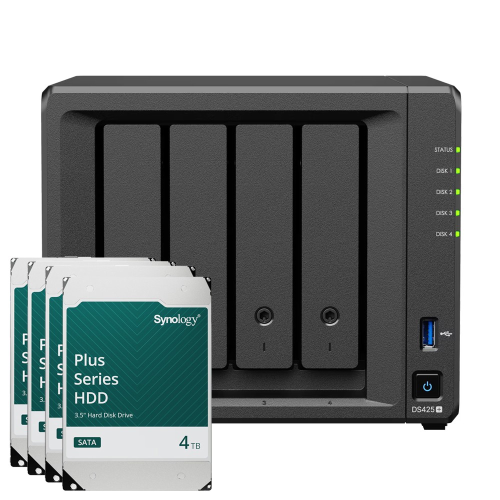 Synology DS425+ 16TB Synology Plus HDD NAS-Bundle NAS inkl. 4x 4TB Synology Plus HDD 3.5 Zoll SATA