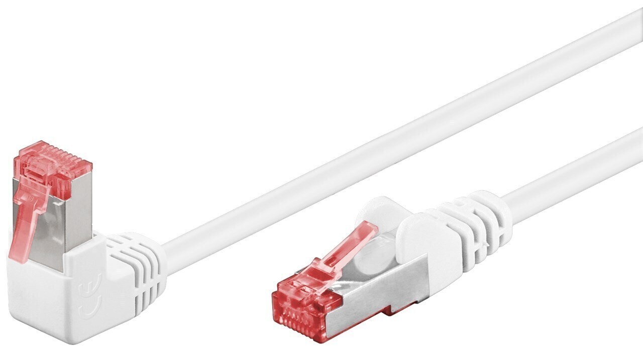 Goobay CAT 6 Patchkabel 1x 90° gewinkelt, S/FTP (PiMF), Weiß, 10m