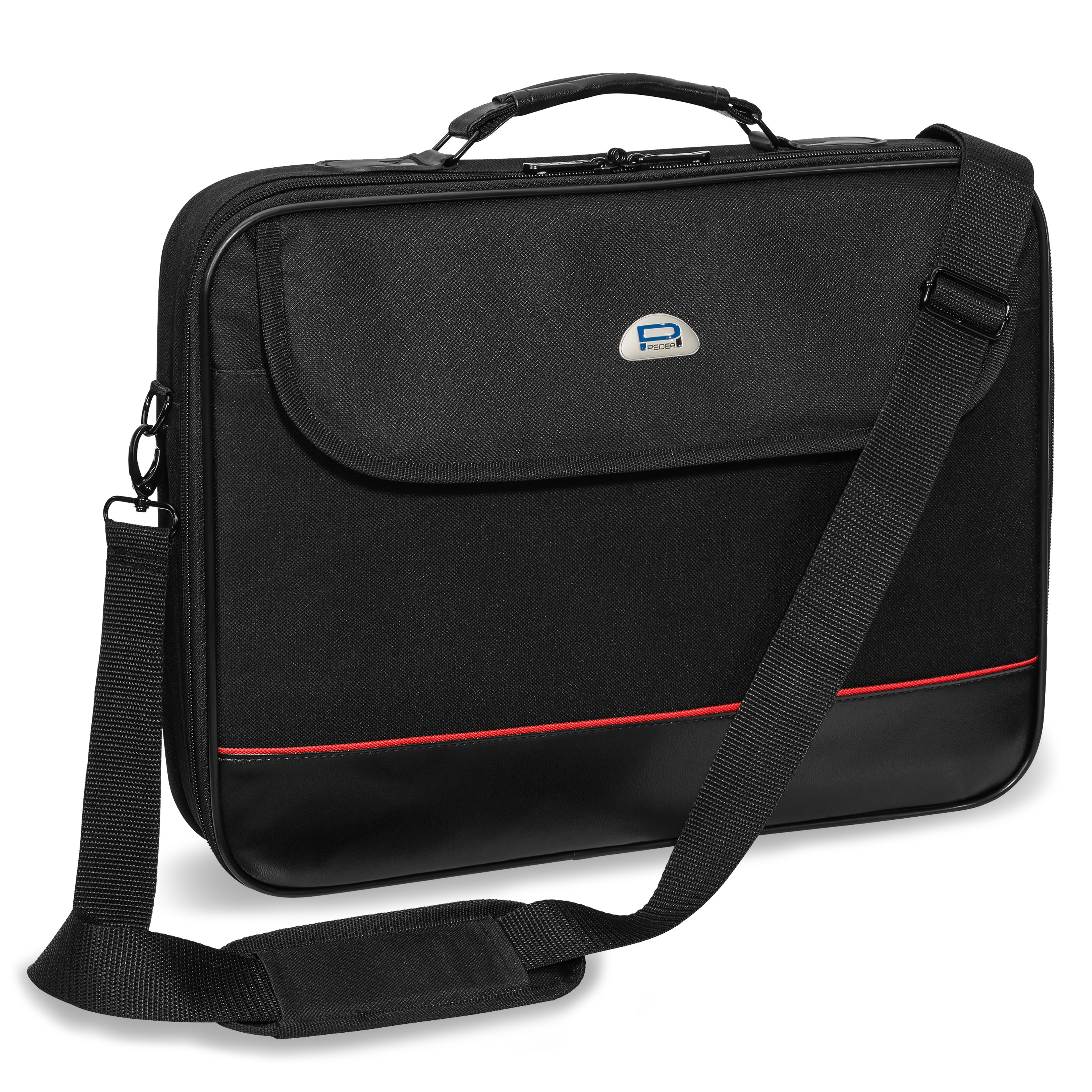 Pedea Notebook-Tasche Trendline bis 39,6cm (15,6") [schwarz/rot], Wasserabweisendes Nylon, Gepolsterter Rahmen