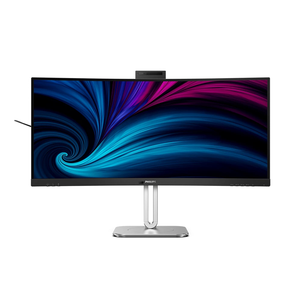 Philips 34B2U6603CH 34 Zoll WQHD Curved Monitor, höhenverstellbar, Lautsprecher, 5 MP Webcam, Noise Cancellation, HDR400 (3440x1