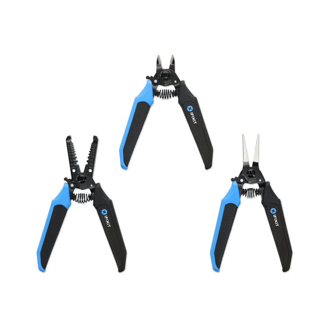 iFixit Mandible Pliers Set Komplett-Set: Enthält eine Abisolierzange, einen Elektronik-Seitenschneider und eine Spitzzange