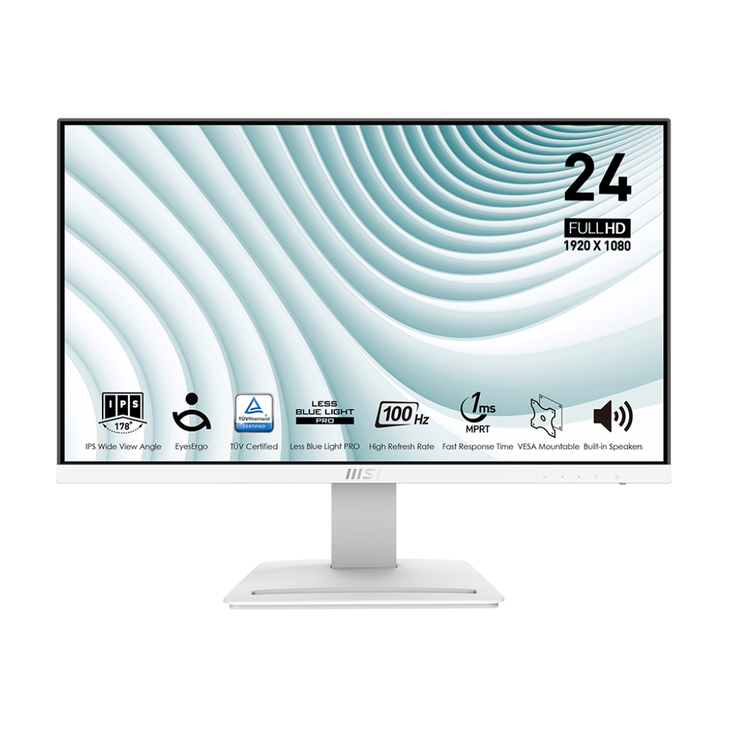 MSI PRO MP243XWDE Business Monitor - IPS Panel, Weiß 100HZ, HDMI/DP 4ms Pivot