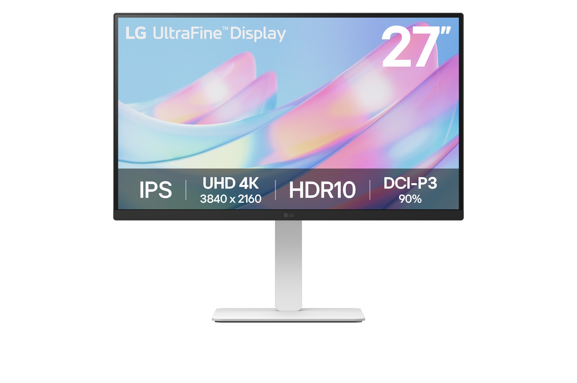 LG UltraFine 27US550- Monitor - 4K UHD Monitor, IPS Panel, Weiß Höhenverstellbar 150mm, Pivot, Drehbar
