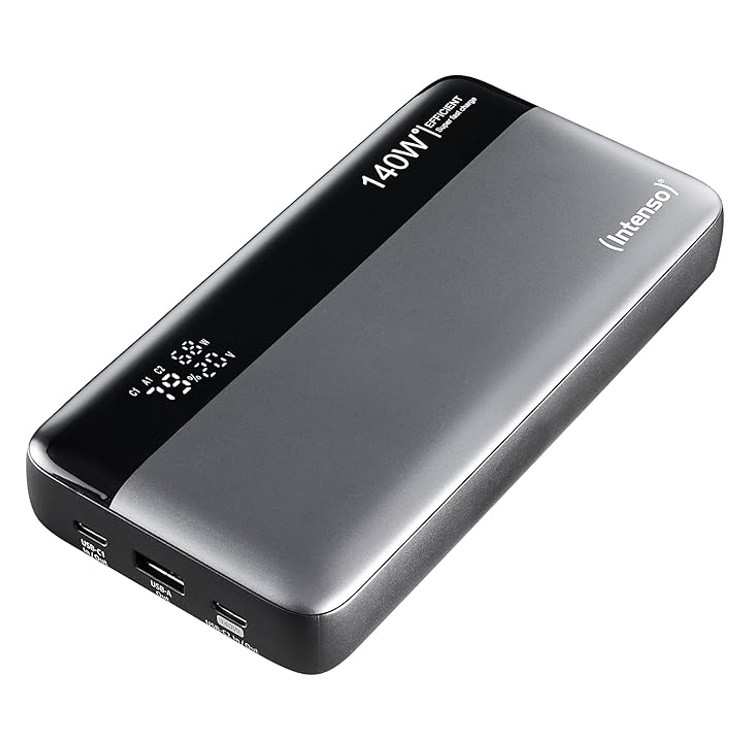 Intenso Powerbank HE25000 mit Schnell-Ladefunktion, PD 3.1 Unterstützung bis 140 W, USB-C Ladekabel inkl.