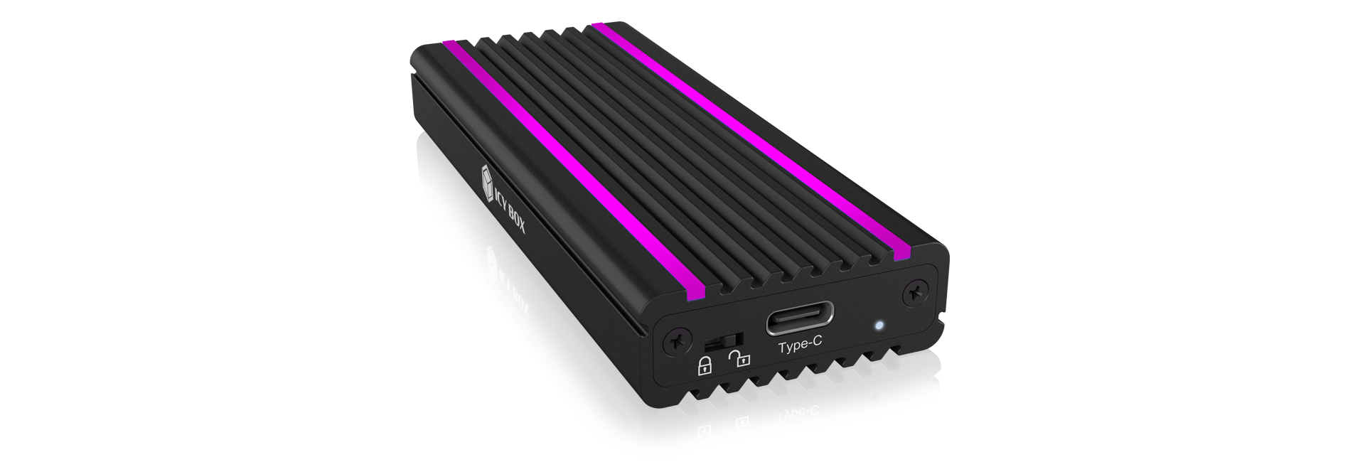 ICYBOX USB Type-C Gehäuse für M.2 NVMe SSD mit RGB Beleuchtung