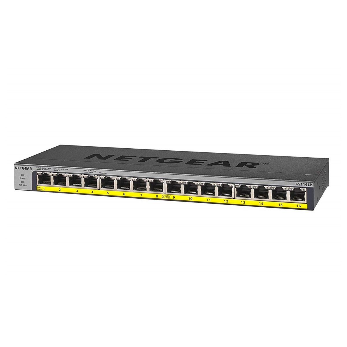 NETGEAR 16-Port Gigabit Ethernet Unmanaged PoE/PoE+ Switch (GS116LP-100EUS)