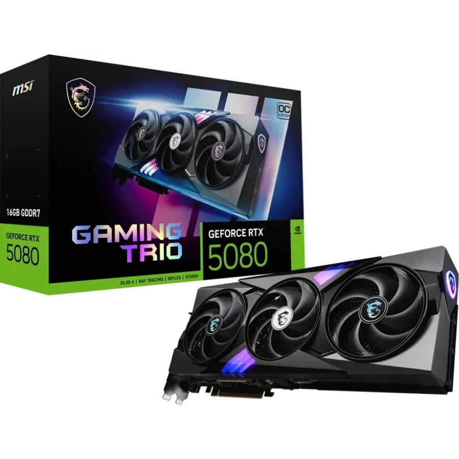 MSI GeForce RTX 5080 16GB Gaming Trio OC - 16GB GDDR7, HDMI, 3x DP