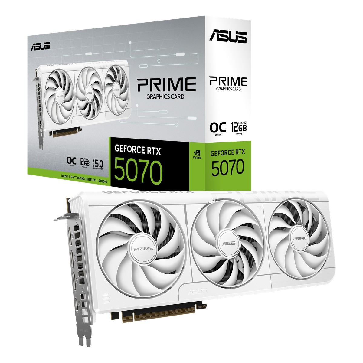 ASUS Prime GeForce RTX 5070 OC White - 12GB GDDR7, HDMI, 3x DP