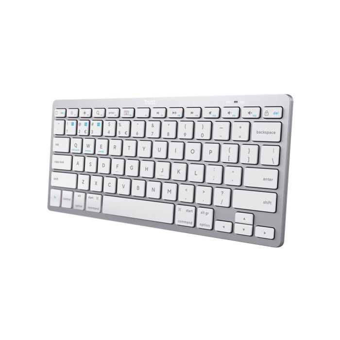 TRUST Kabellose Bluetooth Tastatur, Deutsches QWERTZ-Layout Leiser Tastenanschlag, Integrierte Multimedia- und Funktionstasten, 