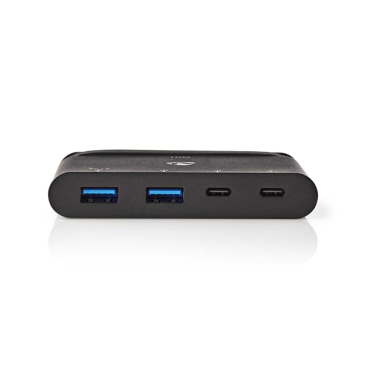 Nedis USB-Adapter USB 3.2 USB Type-C™ 2x USB Type-A / 2x USB Type-C™, Schwarz