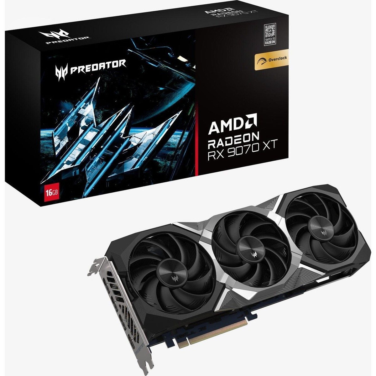 Acer Predator BiFrost AMD Radeon RX 9070 XT 16G OC - 16GB GDDR6, 1x HDMI, 3x DP