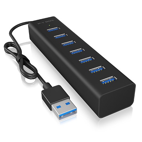 ICY BOX 7-Port Hub mit USB Type-A Anschluss und Netzteil