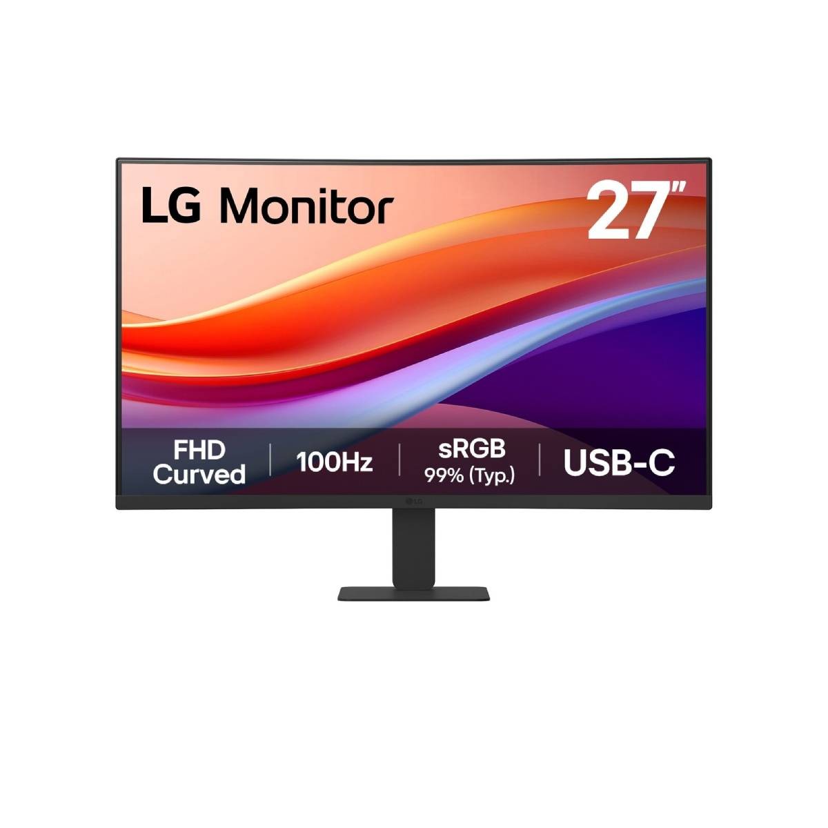 LG 27U421A-B Office Monitor - FHD VA Curved Display, 100HZ USB-C 15 Watt PD