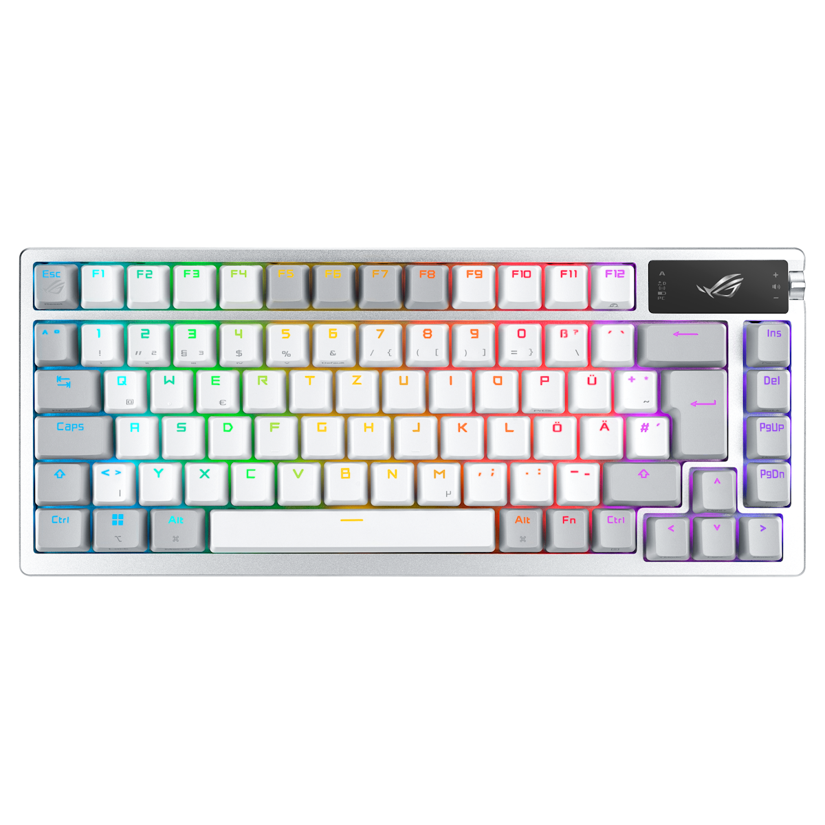 ASUS ROG Azoth White RGB Gaming Tastatur mit 75% Layout - kabellose RGB Gaming Tastatur im Layout 75% mit Bluetooth und einem OL