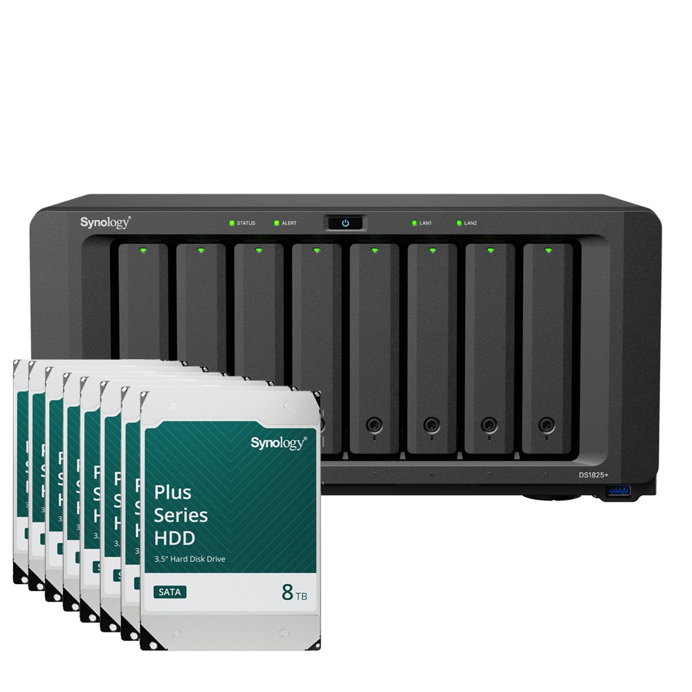 Synology DS1825+ 64TB Plus HDD NAS-Bundle NAS inkl. 8x 8TB Synology Plus 3.5 Zoll SATA Festplatte