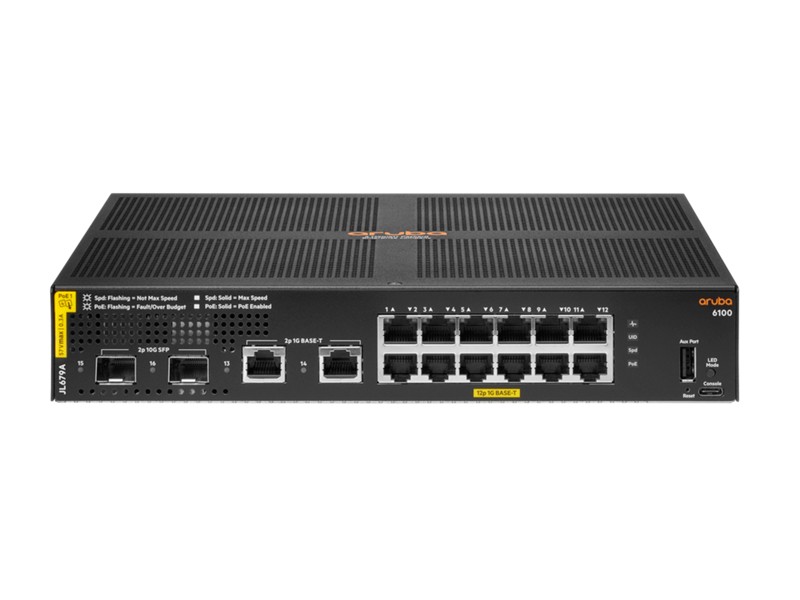 HPE Aruba Networking CX6000 16-Port Switch (R8N89A) [12x Gigabit LAN, PoE+, 2x SFP, 2x GbE]
