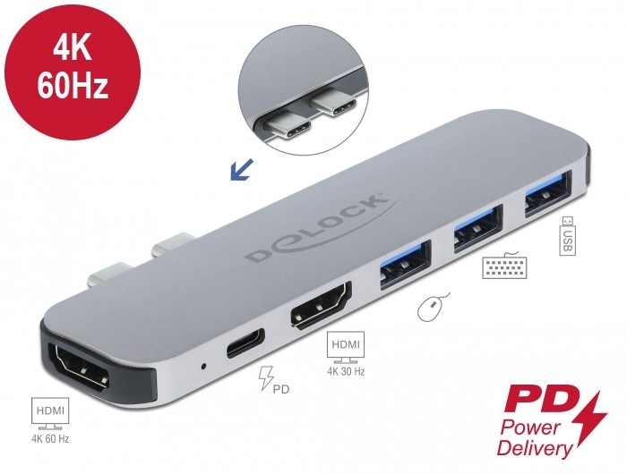 Delock Dockingstation für MacBook Dual HDMI 4K / PD / Hub