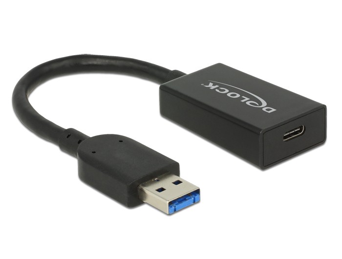 Delock Konverter USB 3.1 Gen 2 Typ-A Stecker  USB Type-C Buchse Aktiv, schwarz, 15 cm