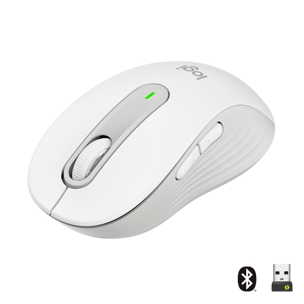Logitech Signature M650 Medium, kabellose Maus, Bluetooth- und Logi Bolt-kompatibel, Siltent Touch, Smartwheel, USB-Empfänger, O