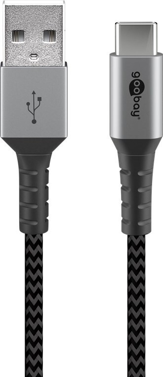 Goobay USB-C auf USB-A mit Metallsteckern, grau, 1m