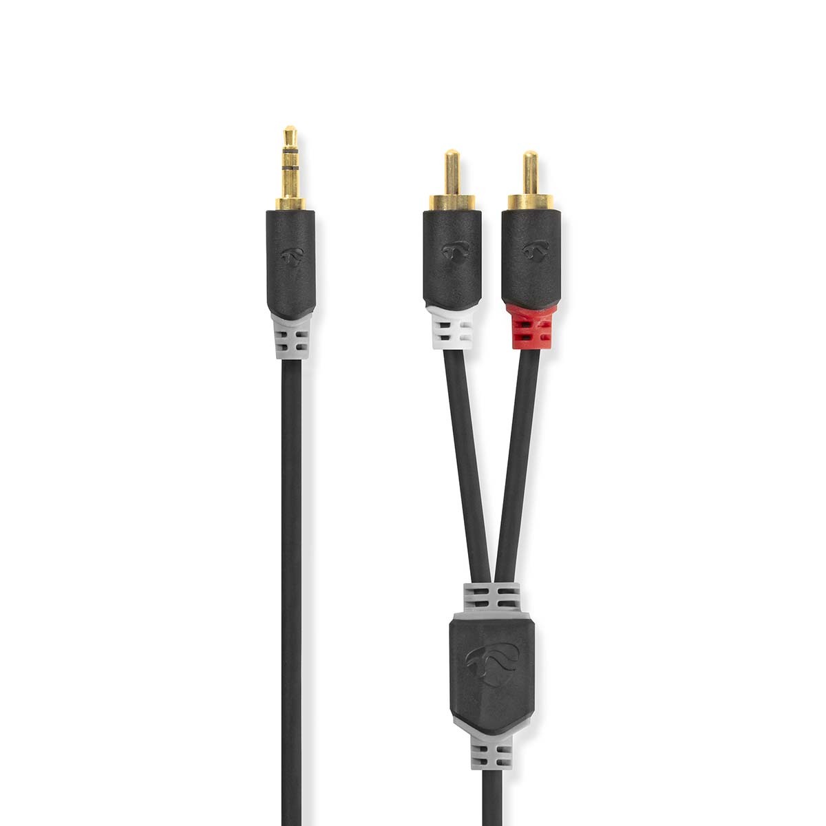 Nedis Stereo-Audiokabel | 3.5 mm Stecker | 2x RCA Stecker Vergoldet | 1.00 m | rund | Anthrazit | Verpackung mit Sichtfenster