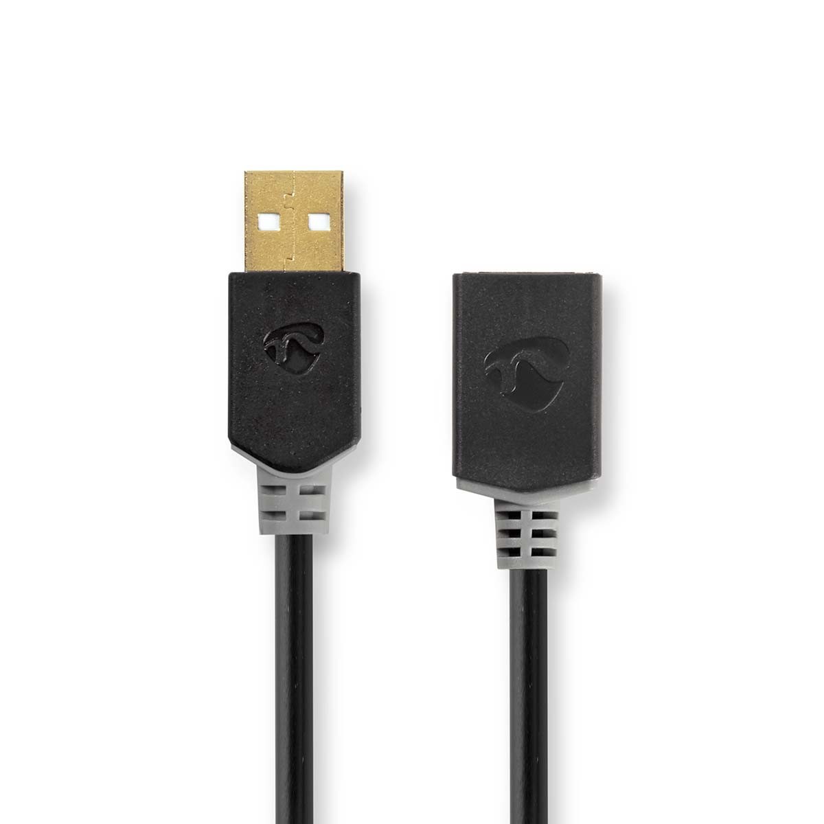 Nedis USB-Kabel | USB 2.0 | USB-A Stecker | USB-A Buchse | 480 Mbps | Vergoldet | 2.00 m | rund | PVC | Anthrazit | Verpackung m
