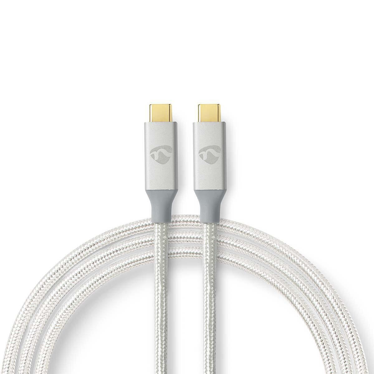Nedis USB-Kabel | USB 3.2 Gen 2x2 | USB-C™ Stecker | 20 Gbps | Vergoldet | 1.00 m | rund | Geflochten / Nylon | Silber | Verpack