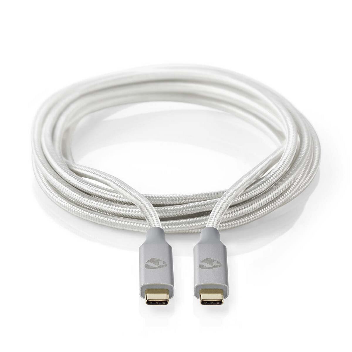 Nedis USB-Kabel | USB 3.2 Gen 2x2 | USB-C™ Stecker | 4K@60Hz | 20 Gbps | Vergoldet | 2.00 m | rund | Geflochten / Nylon | Silber