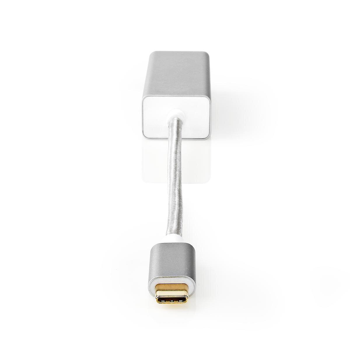 Nedis USB-Adapter USB 3.2 Gen 1 USB-C™ Stecker - RJ45 Buchse, 1 Gbps, 0.20 m, Rund, Vergoldet, Geflochten / Nylon, Silber