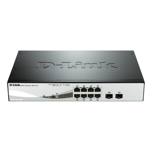 D-Link DGS-1210-08P Smart Managed Switch 8x Gigabit Ethernet (8x PoE, max. 45W), 2x SFP