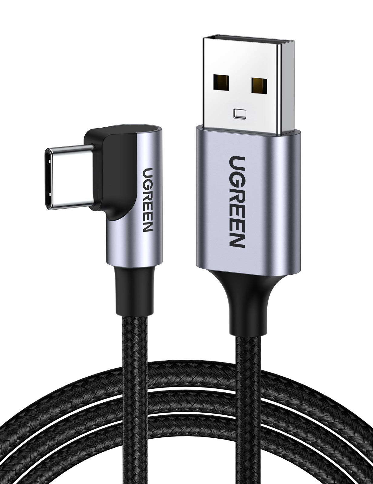 UGREEN Gewinkeltes USB-C zu USB-A Data Kabel 1m, schwarz