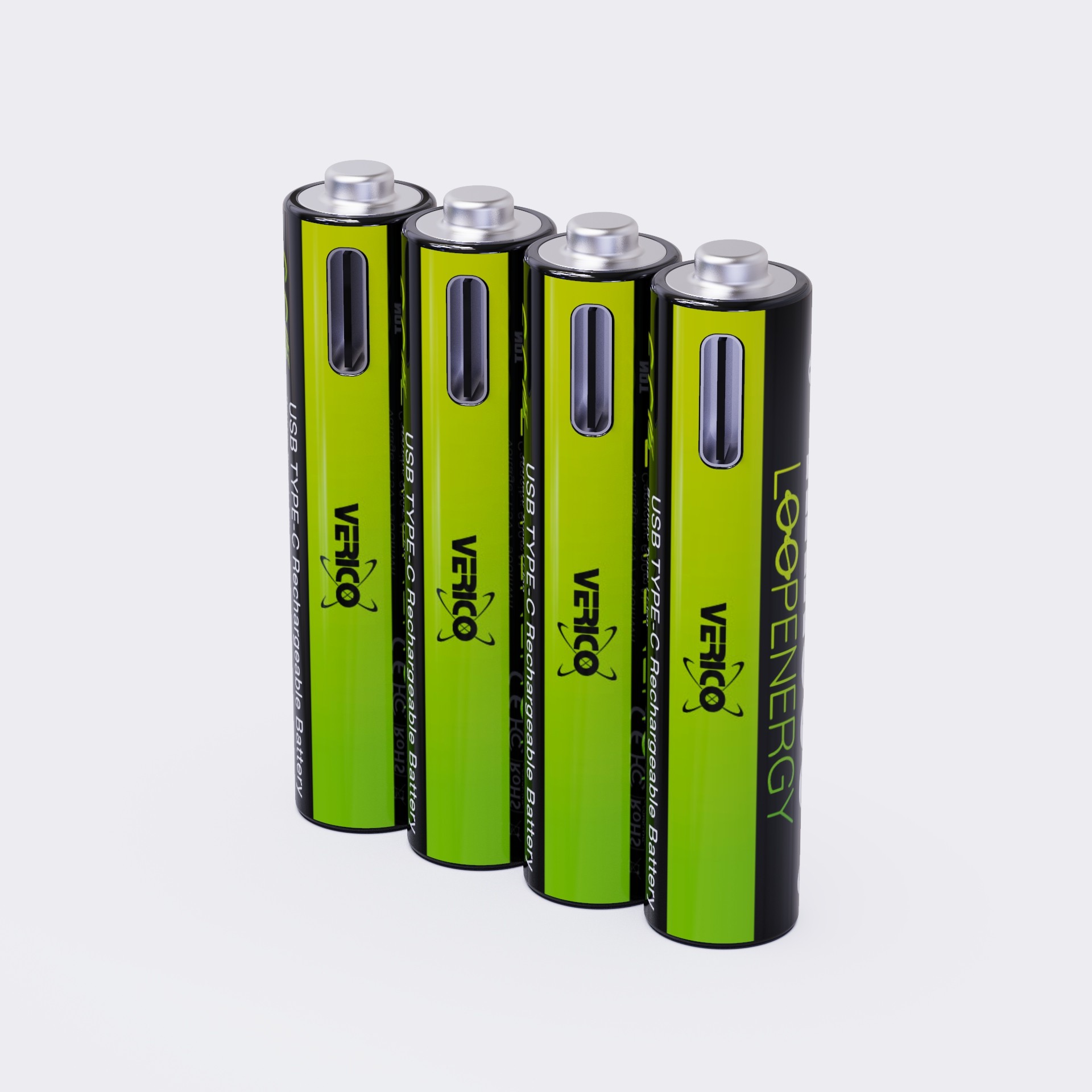 Verico LoopEnergy 4er-Pack AAA Akku-Batterien, Wiederaufladbar über USB-C
