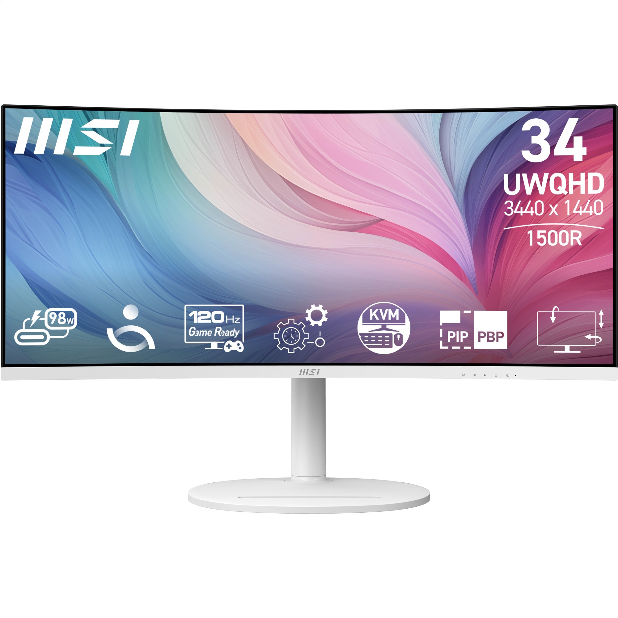 MSI MD342CQPWDE Office Monitor - Curved Panel, 120Hz Power Delivery 98Watt, Höhenverstellbar