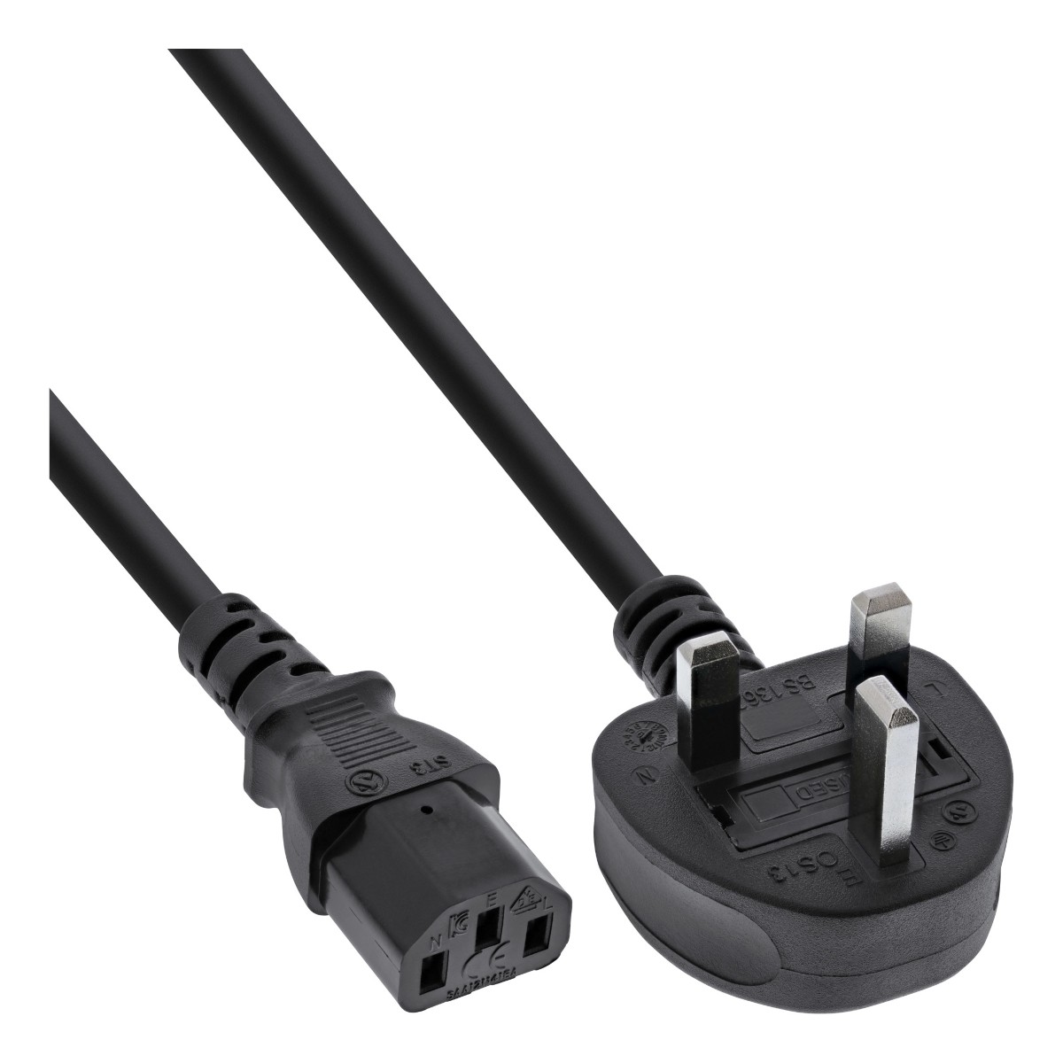 InLine® Netzkabel, Netzstecker England, Kaltgerätestecker C13, 1,8m