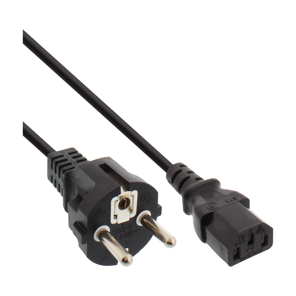 InLine® Netzkabel, Schutzkontakt gerade auf Kaltgerätestecker C13, 1,8m, schwarz