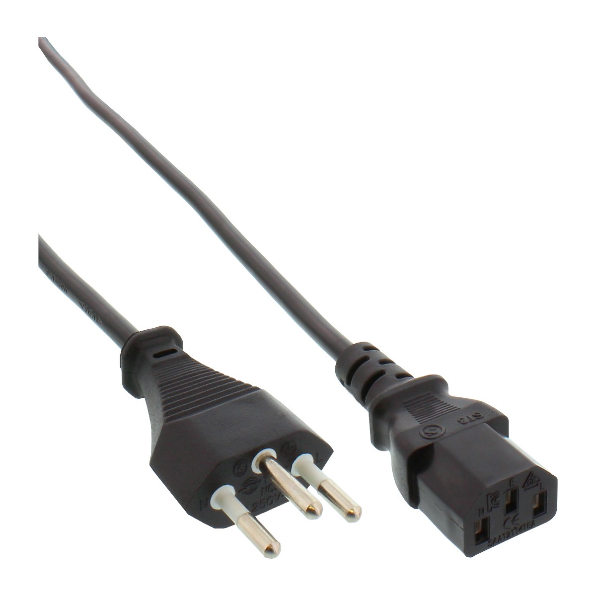 InLine® Netzkabel, Netzstecker Schweiz auf Kaltgerätestecker C13, 1,8m