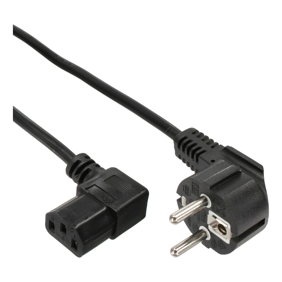 InLine® Netzkabel, Gewinkelt auf Kaltgerätestecker C13 rechts abgewinkelt, 1,8m, schwarz
