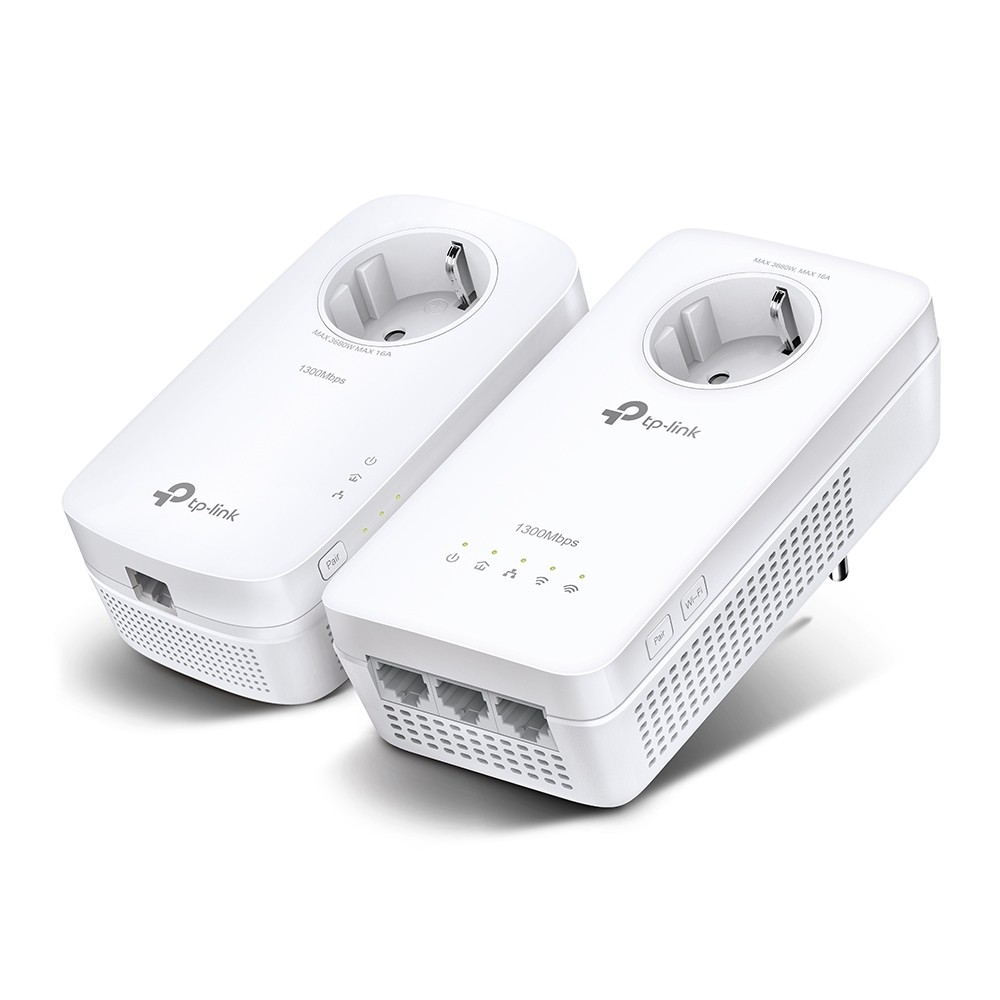 TP-Link AV1000 Gigabit Powerline WLAN AC1200 Set mit Steckdosen 2x Adapter, bis zu 1300 Mbit/s, WLAN AC 867 (5 GHz) + 300 Mbit/s