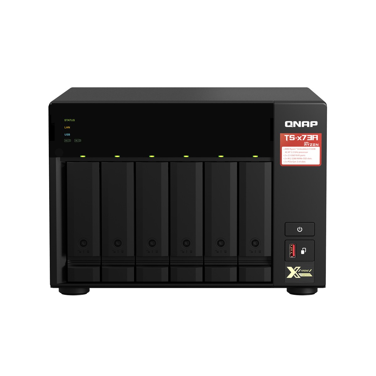 QNAP TS-673A-8G NAS 6-Bay [0/6 HDD/SSD, 2x 2.5 Gigabit Ethernet, 3x USB-A, 1x USB-C, 8GB RAM]