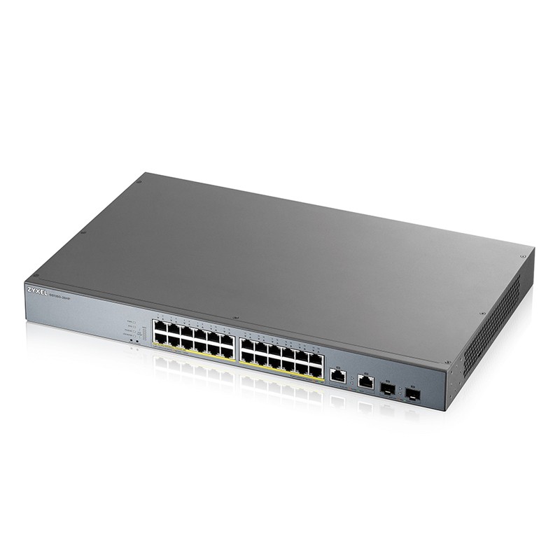 Zyxel GS1350-26HP Smart Managed Switch 24x Gigabit Ethernet (24x PoE+ max. 375 Watt), 2x GbE/SFP, Long Range, inkl. 1 Jahr Nebul