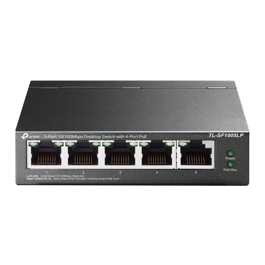 TP-Link TL-SF1005LP Netzwerk-Switch 5-Port, Unmanaged, 5x 100 Mbit/s RJ45, 4x PoE, 41W