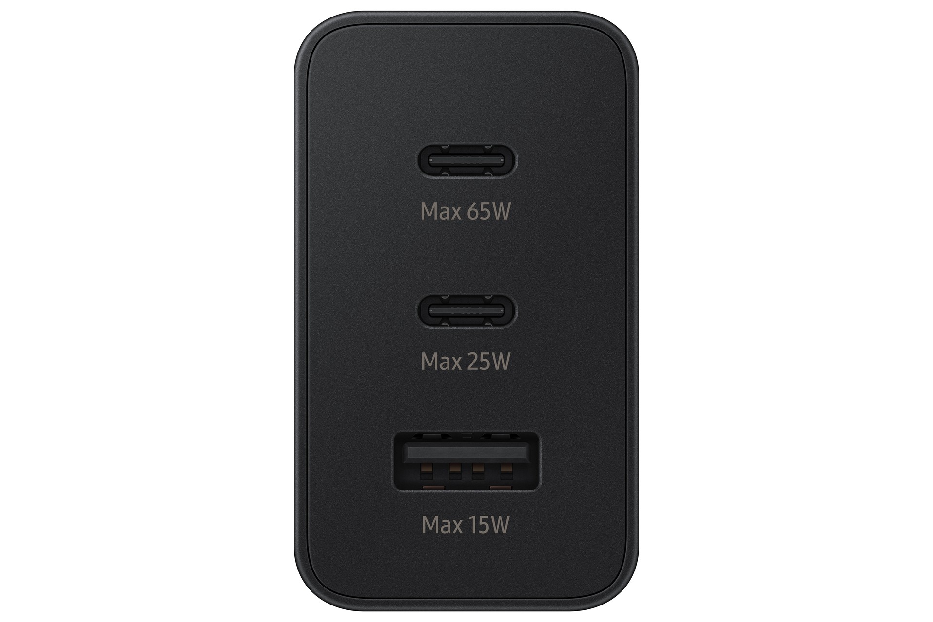 Samsung Reiseladegerät Trio (65W), schwarz Drei Anschlüsse (USB Type-C/ USB-A), PD 3.0 und Super Fast Charging bis zu 65 Watt