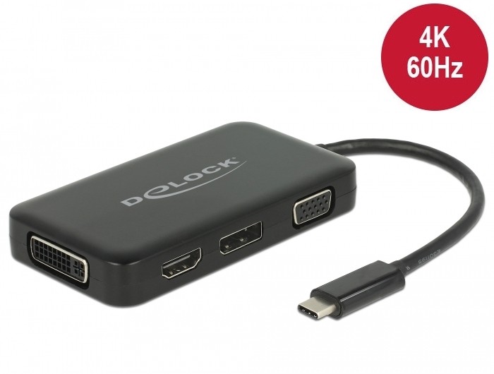 Delock Adapter USB Type-C Stecker  VGA/HDMI/DVI/DisplayPort