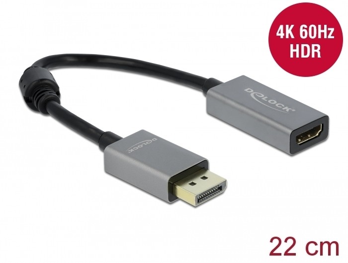 Delock Aktiver DisplayPort 1.4 zu HDMI Adapter 4K 60 Hz (HDR)