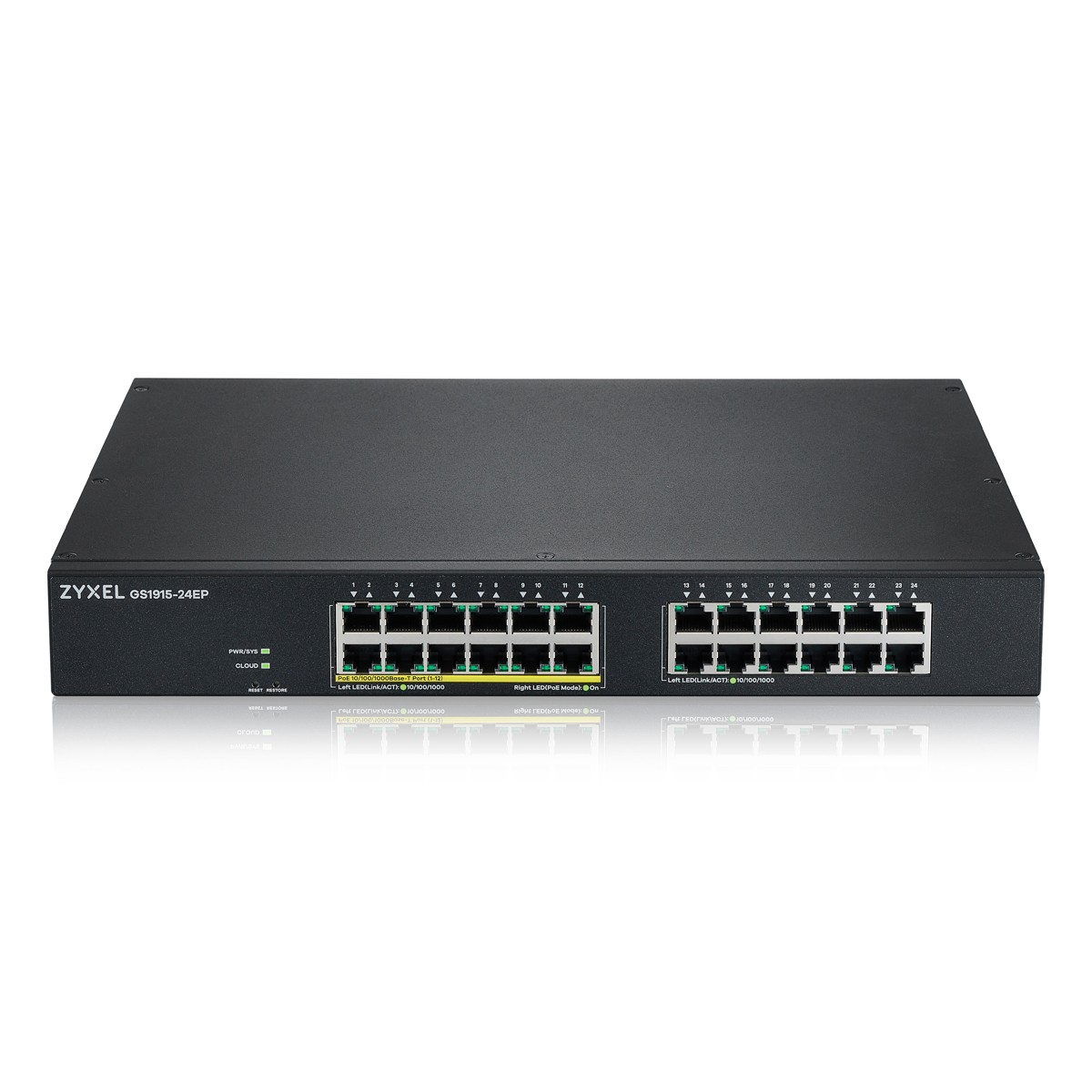 Zyxel GS1915-24EP Smart Managed Switch 24x Gigabit Ethernet (12x PoE+, max. 130 Watt)