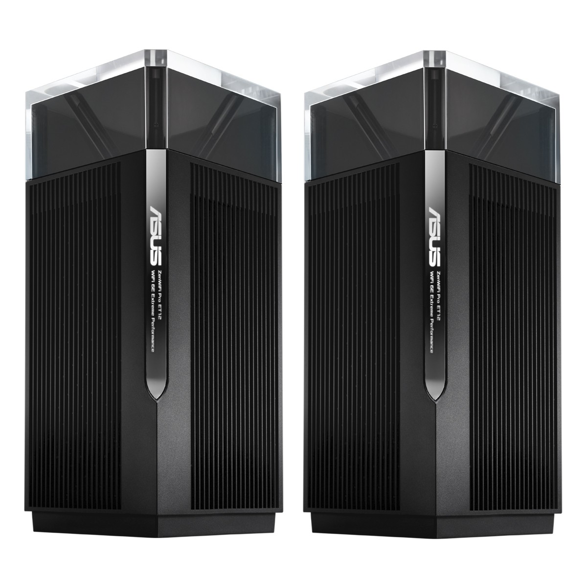 ASUS ZenWiFi Pro ET12 WLAN Mesh Router 2er-Pack Schwarz [WiFi 6E (802.11ax), Tri-Band, bis zu 11.000 Mbit/s]