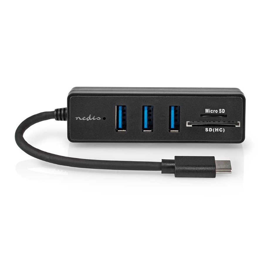 Nedis USB-Hub 1x USB-C™ 3x USB A Buchse - 5-Port port(s), USB 3.2 Gen 1, Stromversorgung über USB, 5 Gbps, SD & MicroSD