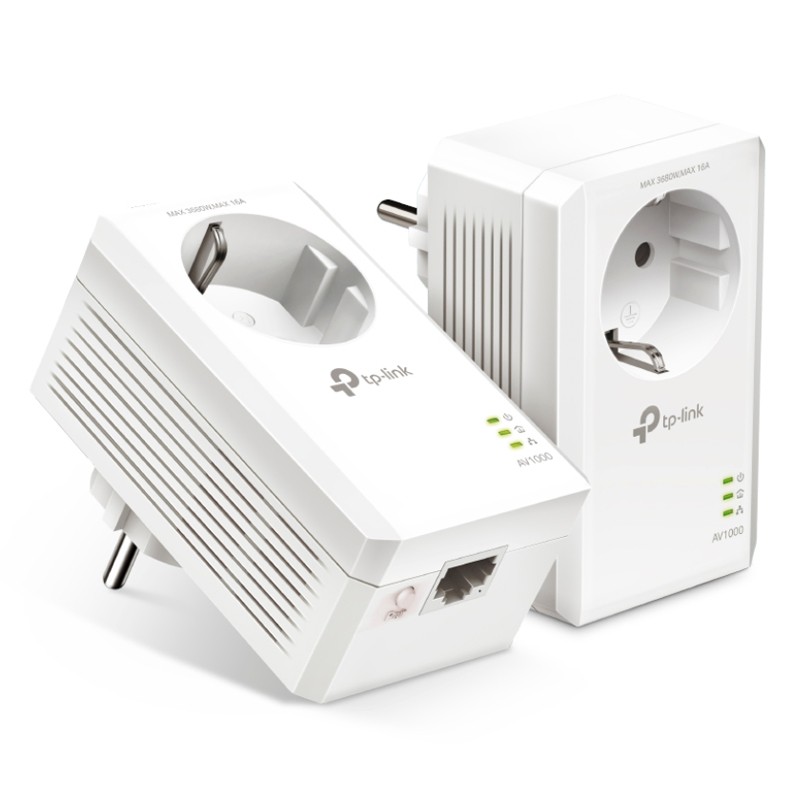 TP-Link AV1000 Gigabit Powerline Set mit Steckdosen 2 x Adapter, bis zu 1.000 Mbit/s, HomePlug AV2 Standard